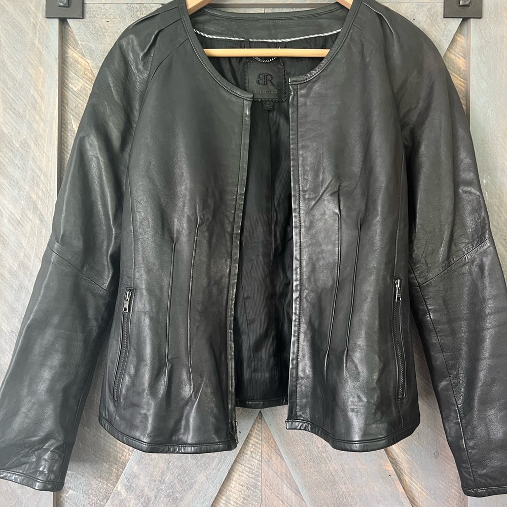 Like New Banana Republic black leather jacket.